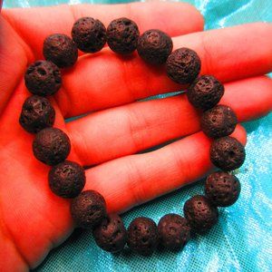 Lava Stone 10mm Round 7" Stretchy Gemstone Bracelet